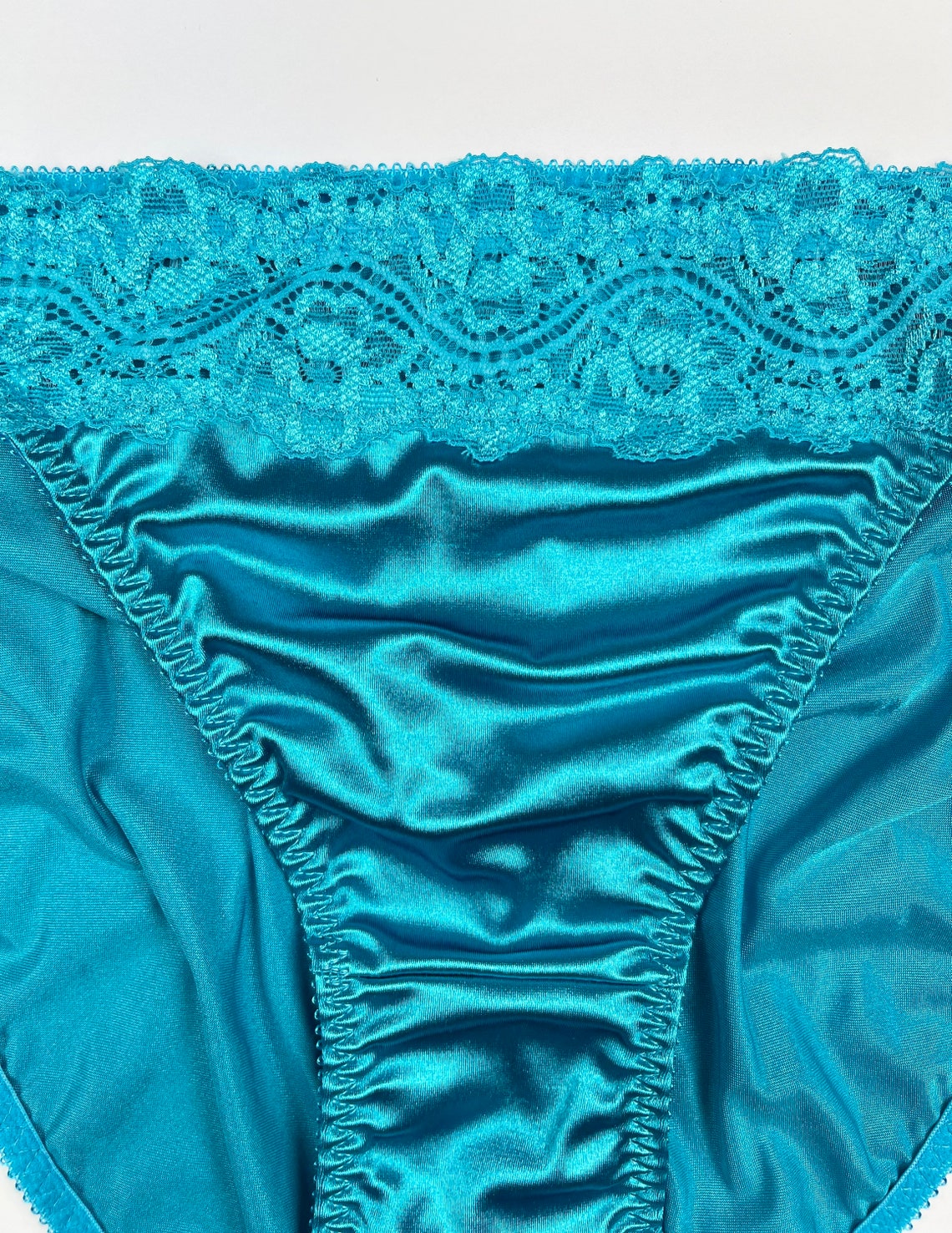 Highcut Satin Panty Lace Trim Light Blue Etsy
