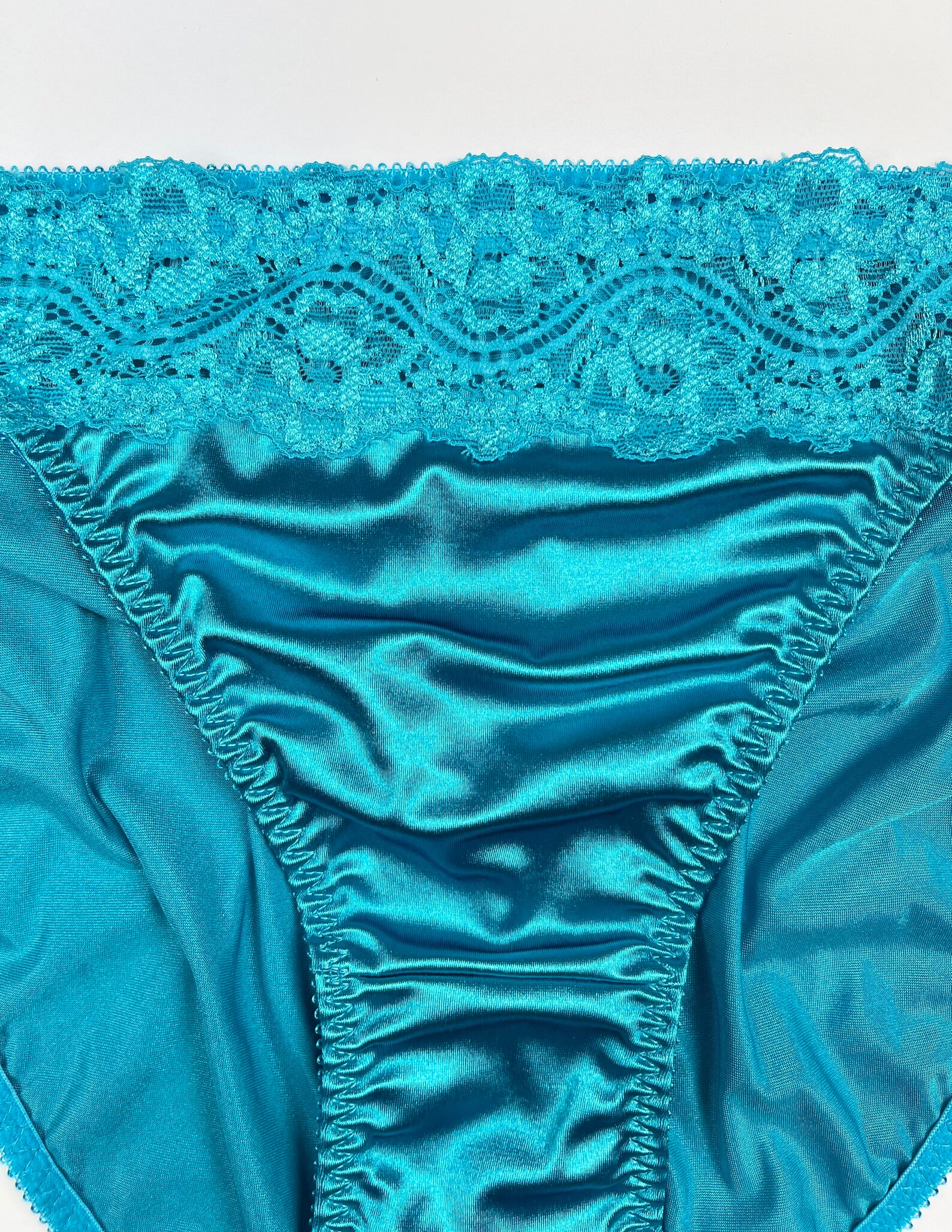 Highcut Satin Panty Lace Trim Light Blue Etsy