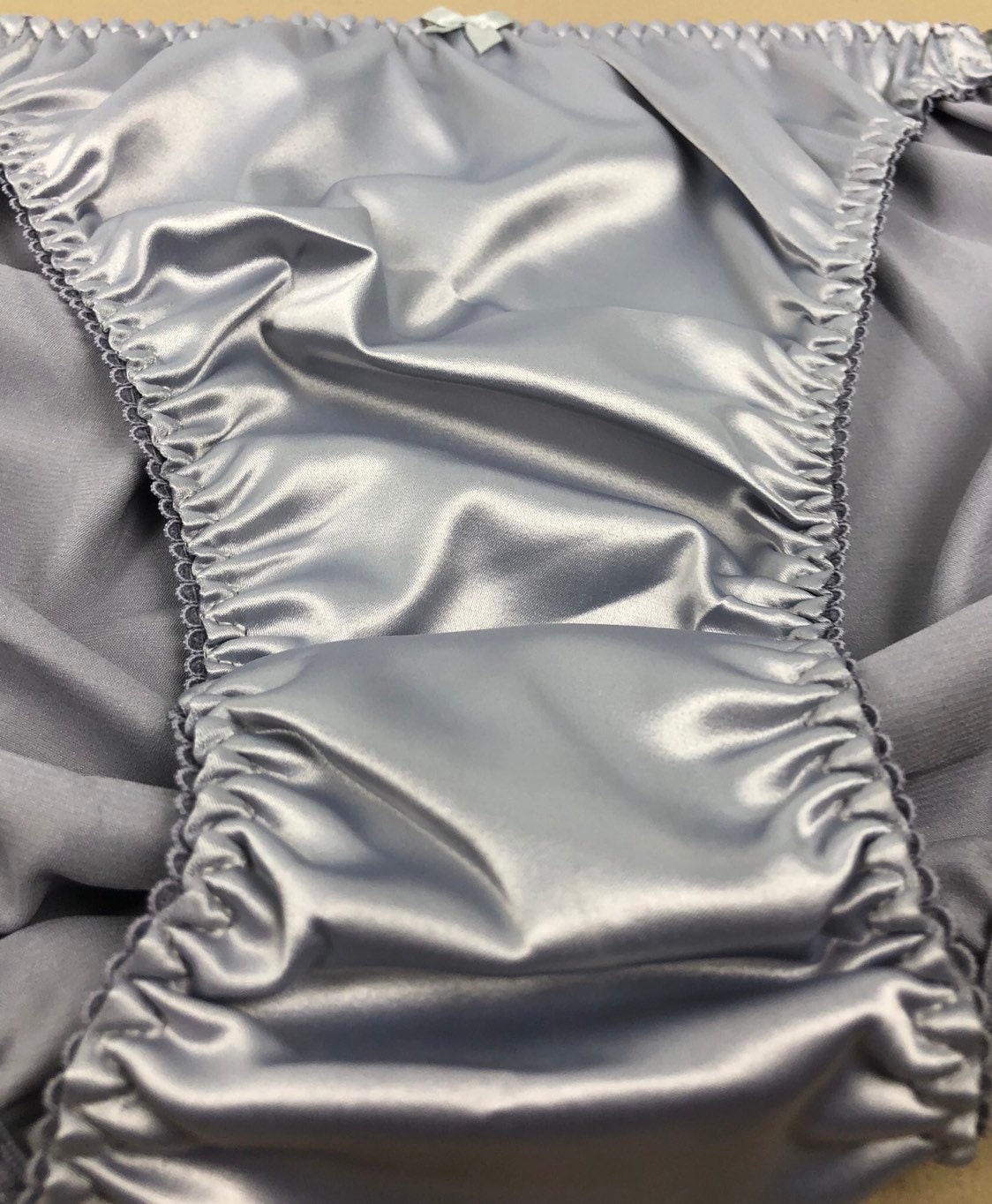 Satin String Bikini Panty Silver Etsy Canada