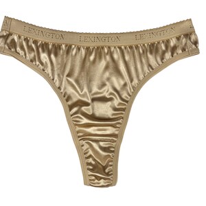 Satin Thong Signature Waistband Beige