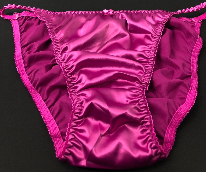 Culotte bikini string satin Magenta / Hot Pink image 3.