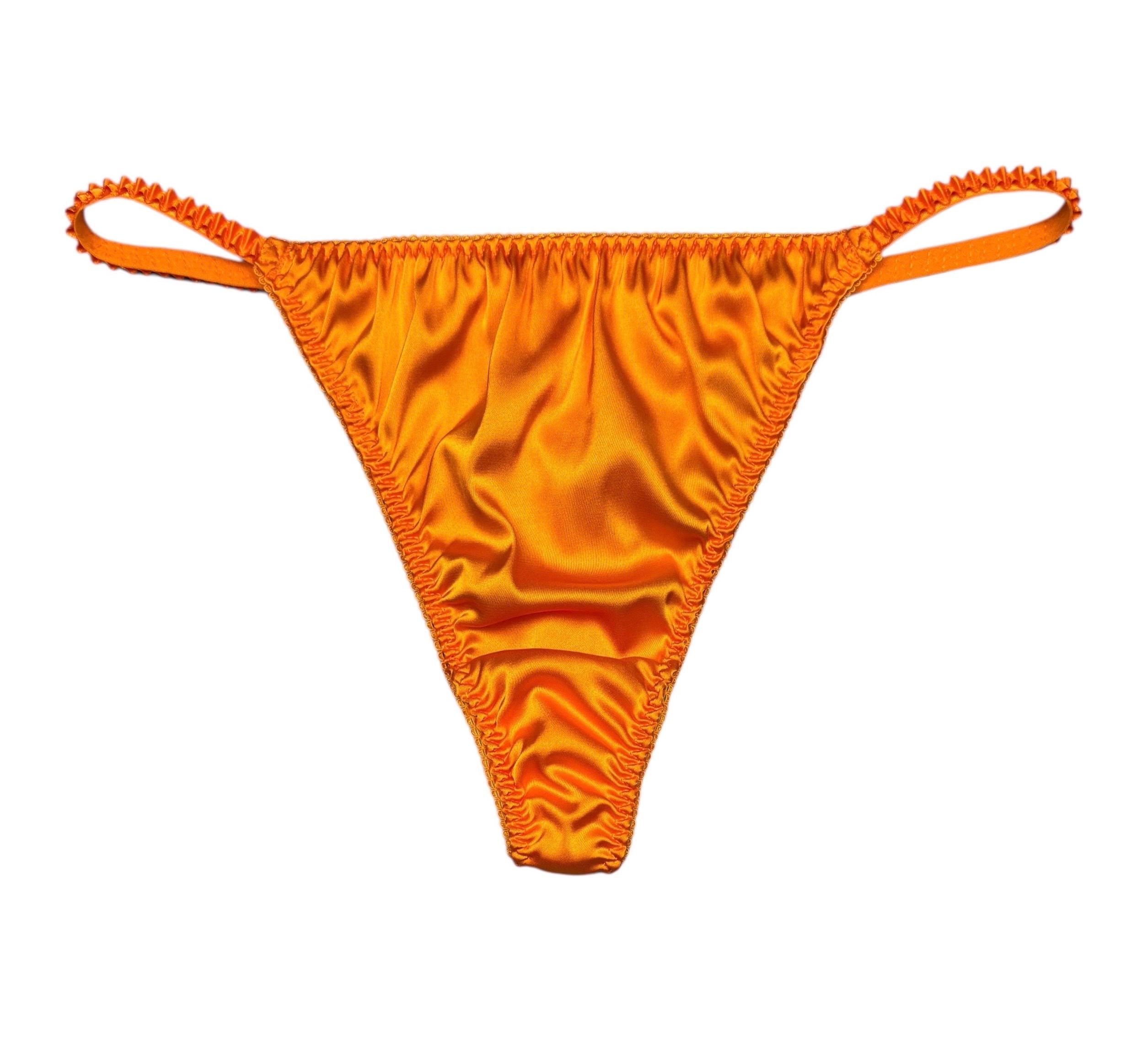 Maßgefertigte Damenunterwäsche Weißer Satin-String Bikini Mit Spitze – MINI TANGA Höschen, Glänzend, Made In France Tanga Set Damen