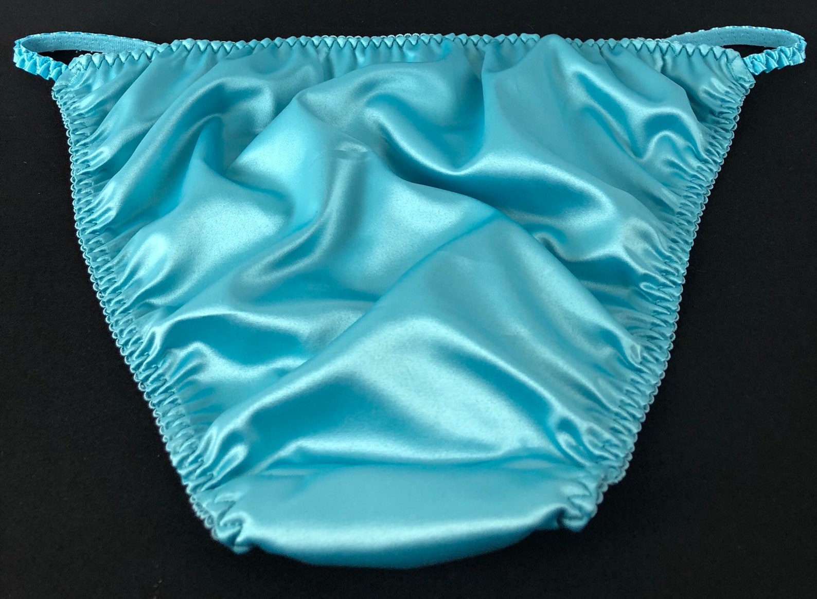 Teal Satin String Bikini Panty Etsy