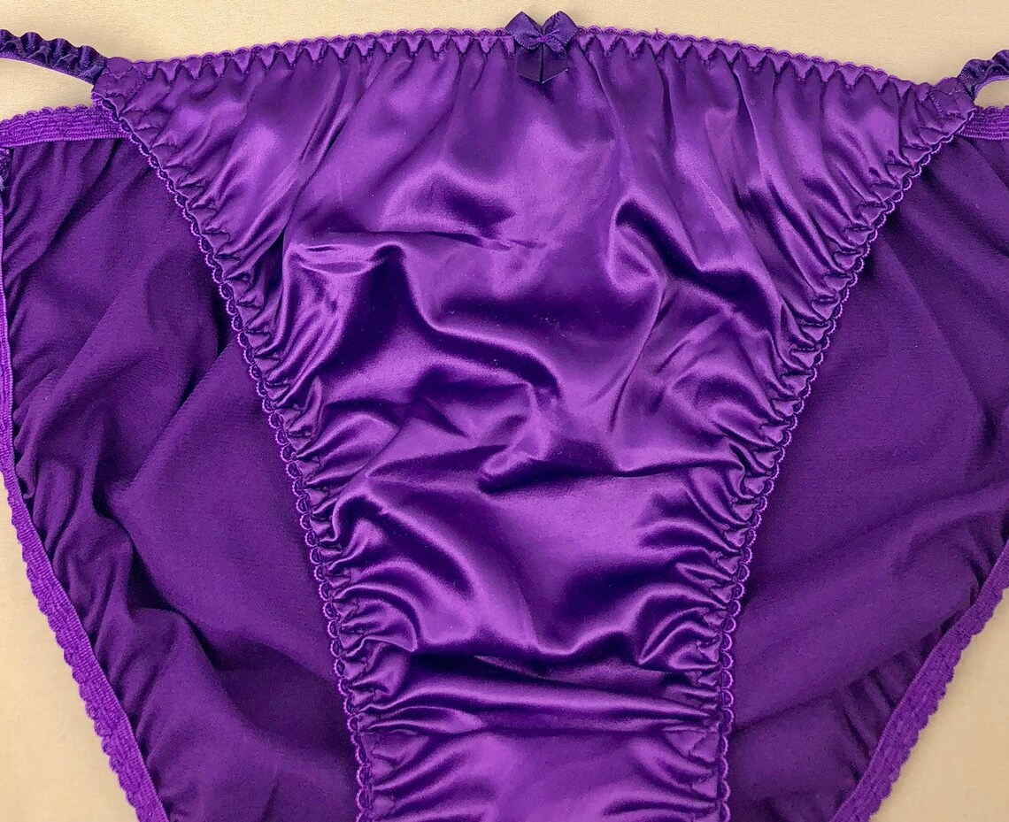 Satin String Bikini Panty Purple Etsy Canada