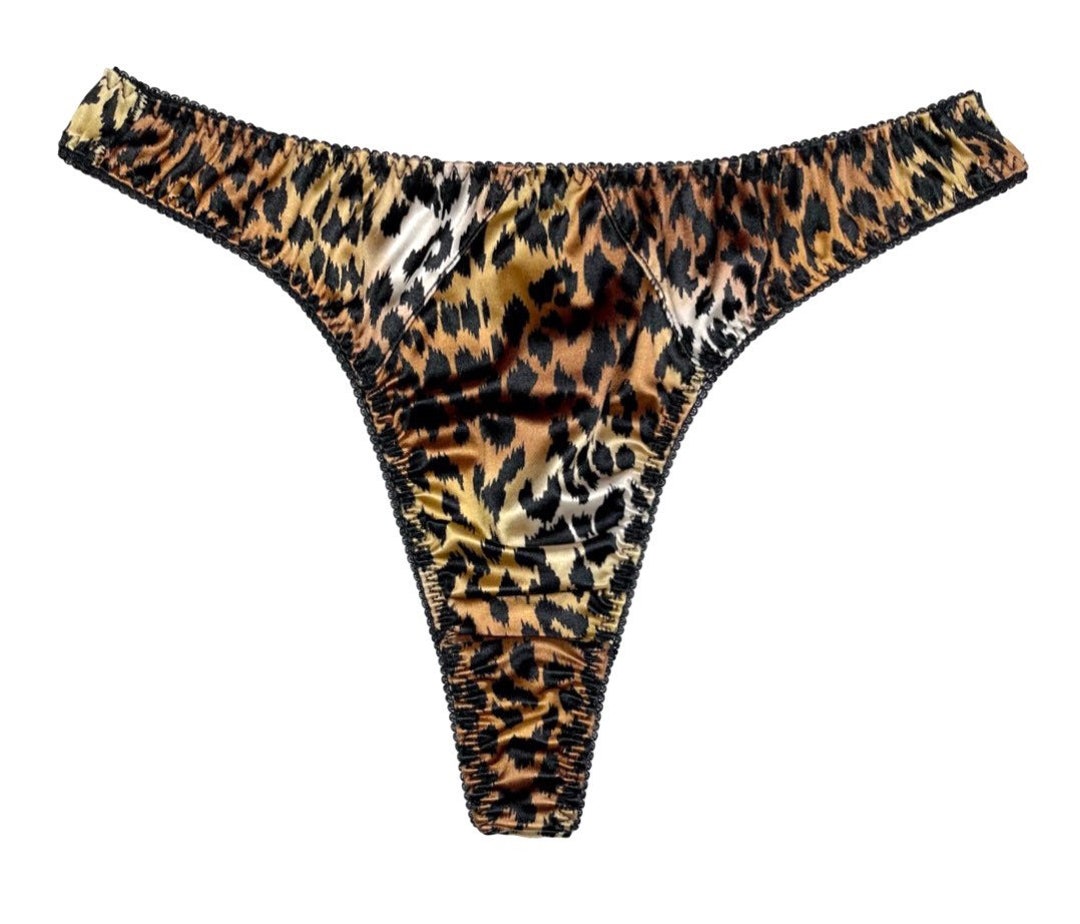 Retro Hi-cut Satin Thong Leopard Print - Etsy