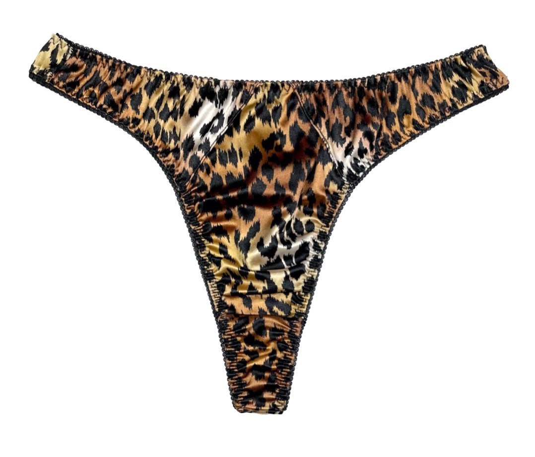 Retro Hi cut Satin Thong Leopard Print Etsy Mexico