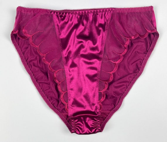 High Leg Satin Panty With Mesh Accents Burgundy - Etsy