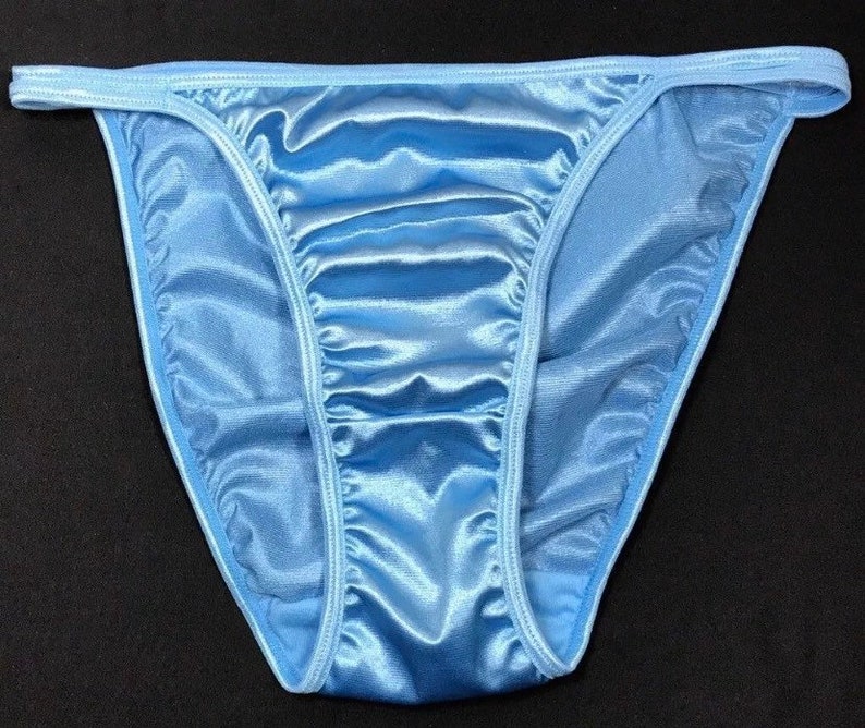 Satin String Panty High Cut /High Leg Blue | Etsy