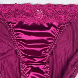 High-cut Satin Panty Lace Trim Burgundy - Etsy