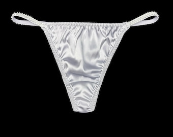 Satin String Thong Silver