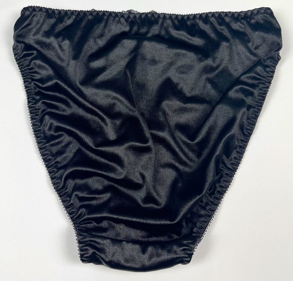 High-Cut Satin Panties with Lace and Strings