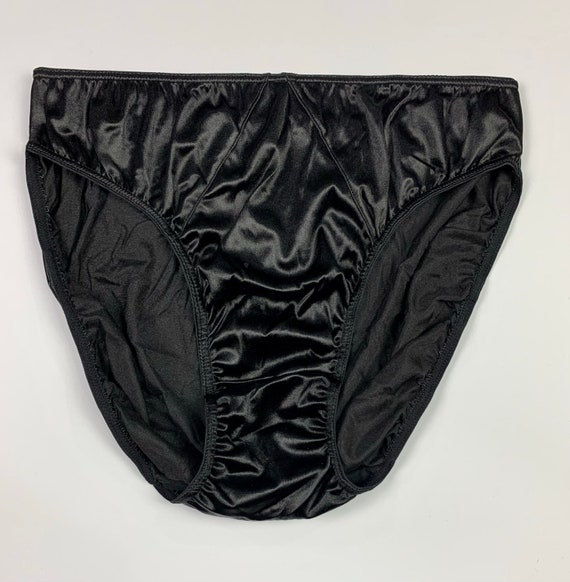 Hi-cut Satin Panty Classic Satin Brief Black - Etsy