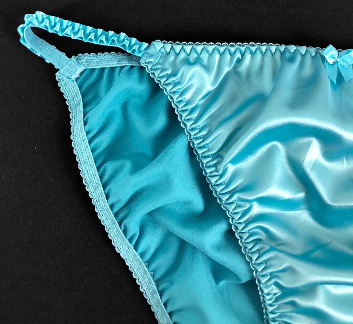 Teal Satin String Bikini Panty Etsy