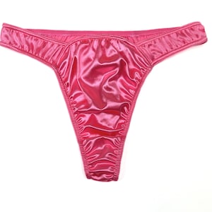 High Leg Satin Thong | Hot Pink