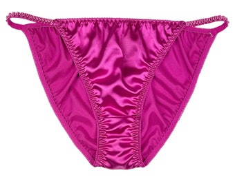 Culotte de Bikini String en Satin - Magenta / Rose Vif