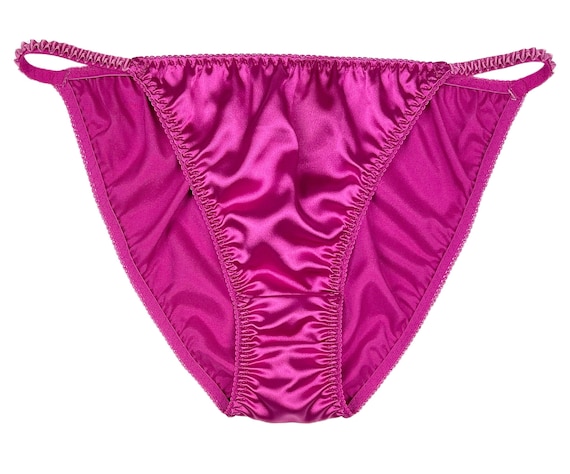 Satin String Bikini Panty - Magenta / Hot Pink