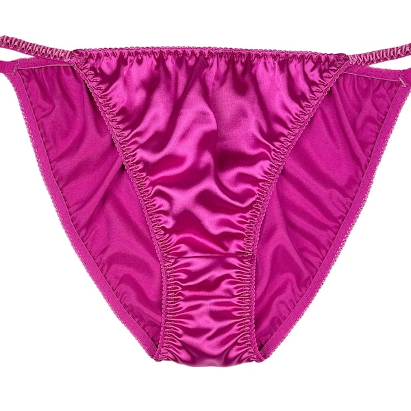 Satin String Bikini Panty - Magenta / Hot Pink