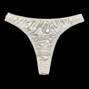 Retro Hi-cut Satin Thong Ivory