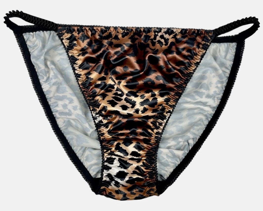 Satin String Bikini Panty Leopard Print 