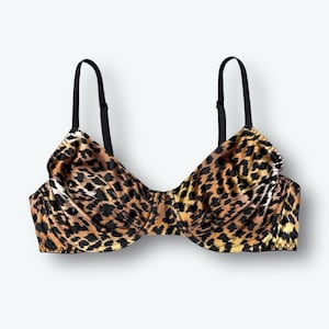 Retro Unlined Satin Bra Leopard Print