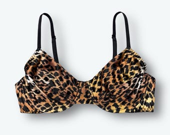 Retro ungefüttert Satin BH Leopardenmuster