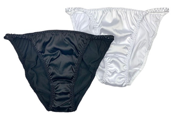 Satin String Bikini Panties Black & White 2-pack -  Canada