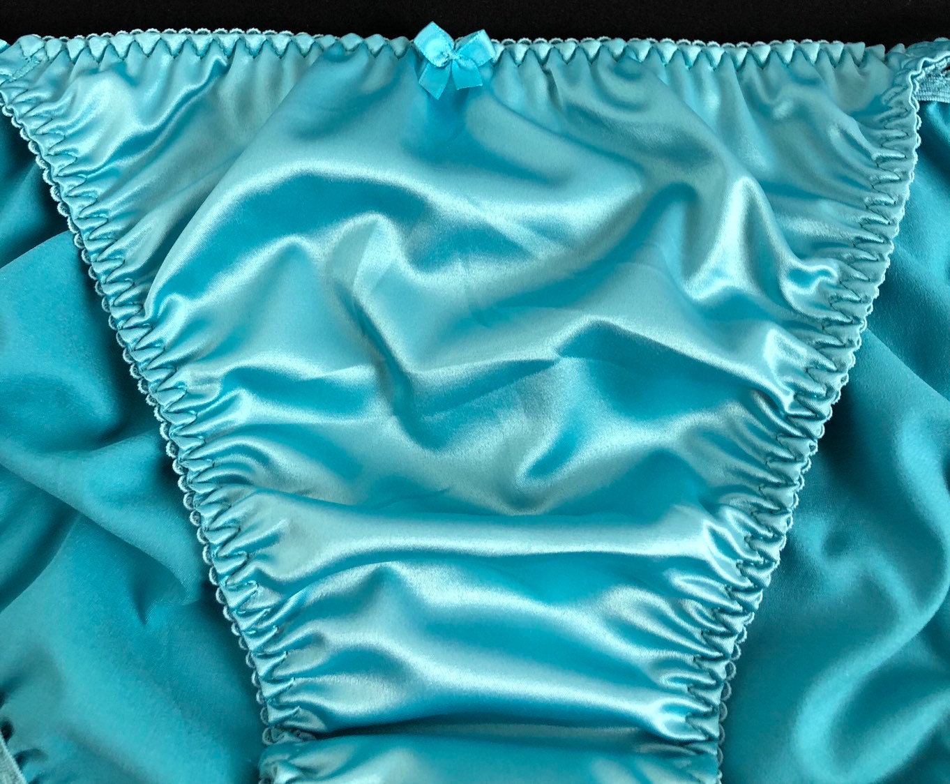 Teal Satin String Bikini Panty Etsy