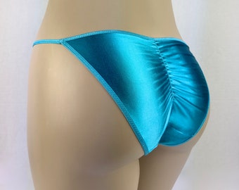 Culotte de bikini froncée | Fesse 3/4 froissée | Bleu clair