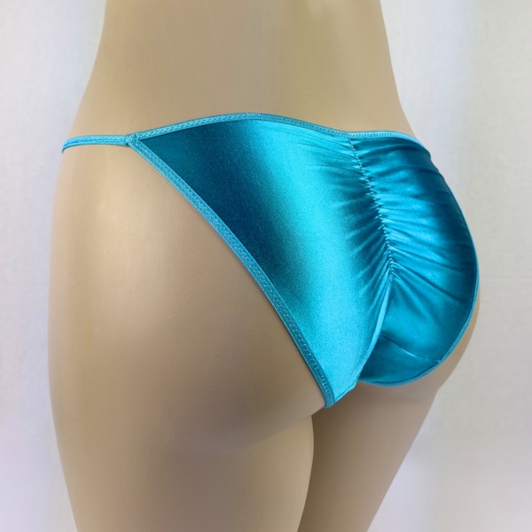 Ruched String Bikini Panty | 3/4 Scrunch-Butt | Light Blue