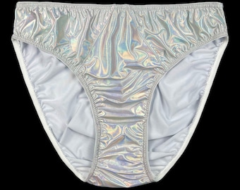 Calcinha de cetim cavada | Calcinha clássica de cetim | Holográfica