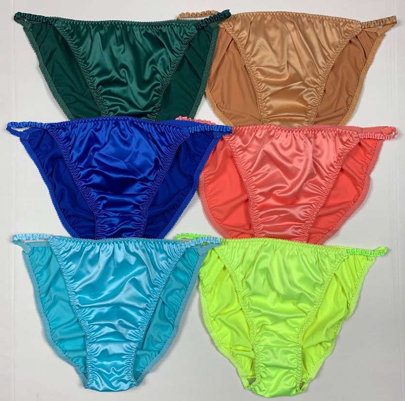 Satin String Bikini Panties Pack of Six Etsy