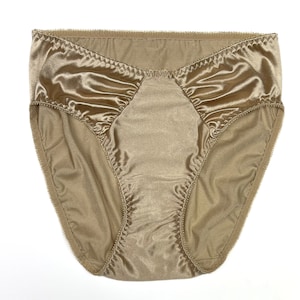Hi-Cut Satin Brief with Ruched Accents | Beige