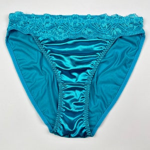 High-cut Satin Panty Lace Trim Light Blue - Etsy