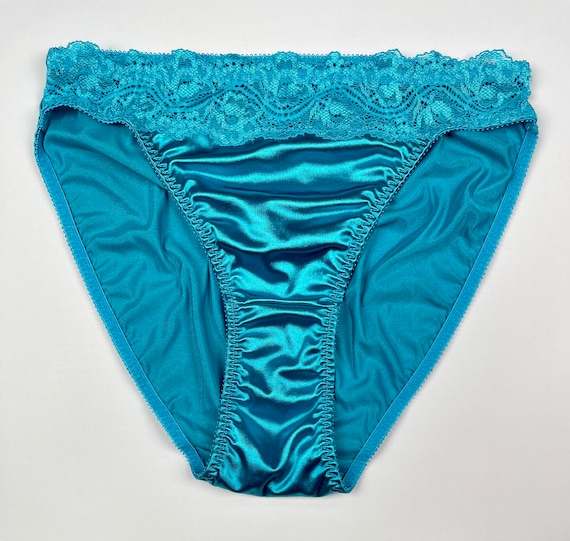 Buy Low Waist Bikini Panty in Teal Blue with Lace Panels Online