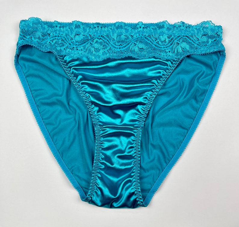 High-cut Satin Panty Lace Trim Light Blue - Etsy