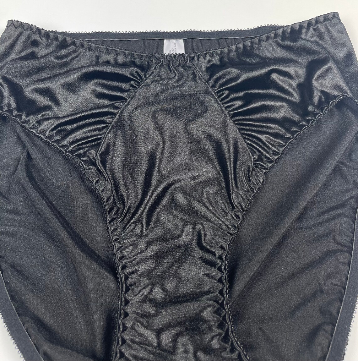 Hi-cut Satin Brief With Ruched Accents Black - Etsy