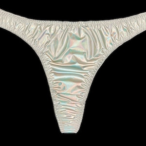 Retro Hi-cut Satin Thong Holographic