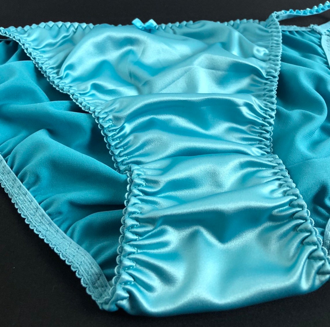 Teal Satin String Bikini Panty Etsy