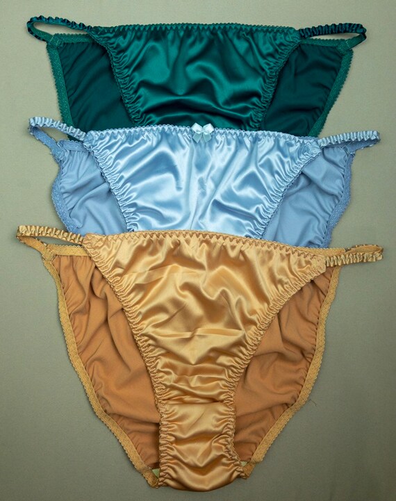 · L//7 Coral Satin String Bikini Panties · Orange