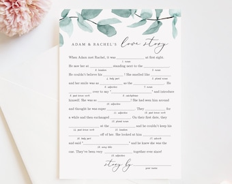 Funny Bridal Shower Game Printable Mad Libs Printable | Etsy