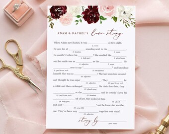 Funny Bridal Shower Game Printable Mad Libs Printable | Etsy