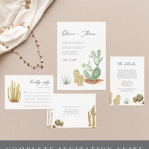 Wedding Invitation Suite - Sonoran Desert Cactus Theme - Printable Digital Editable Template - Instant Download - WS-027