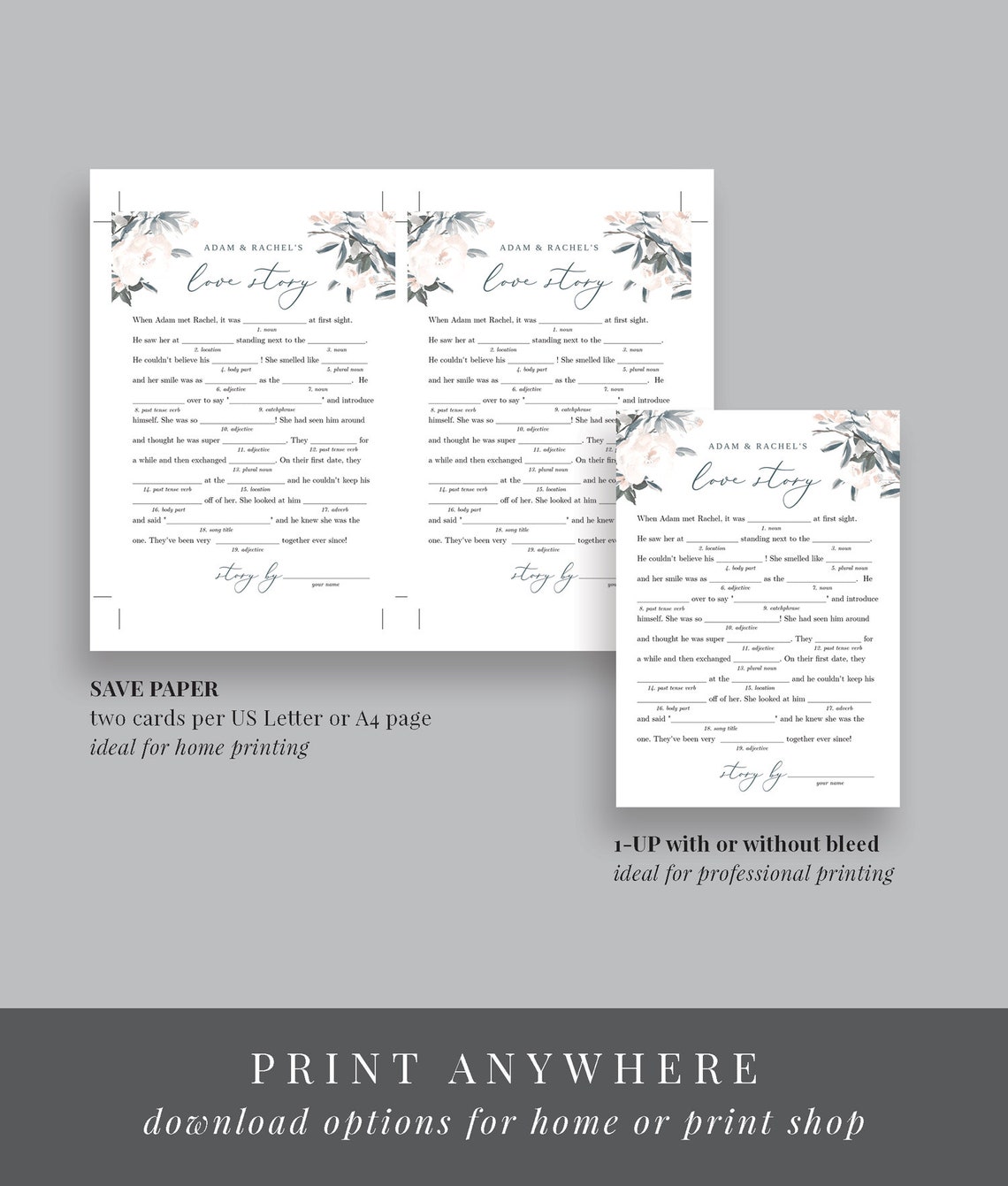 Funny Bridal Shower Game Printable Mad Libs Printable - Etsy