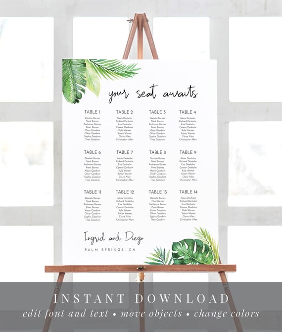 Seating Chart Template Etsy