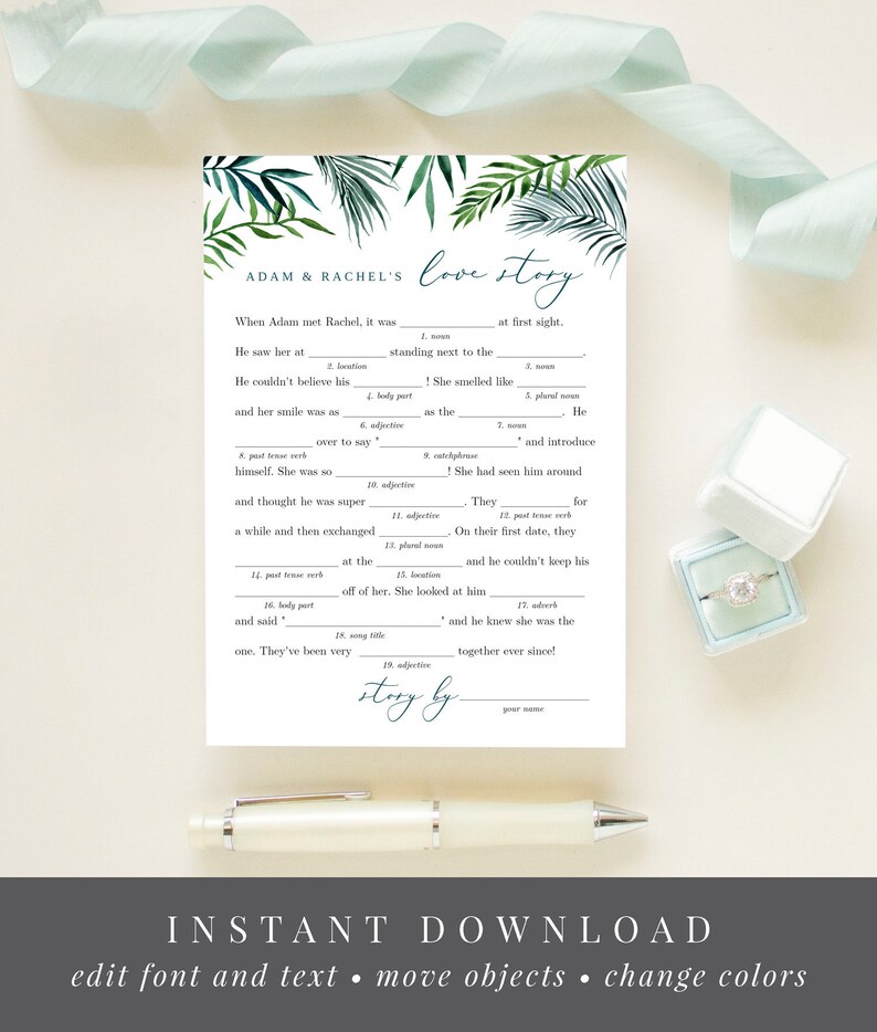 Funny Bridal Shower Game Printable Mad Libs Printable - Etsy
