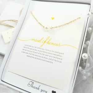 Maid of honor Necklace. Maid of Honor Gift. Maid of Pearl necklace. Personalized Maid of Honor necklace.