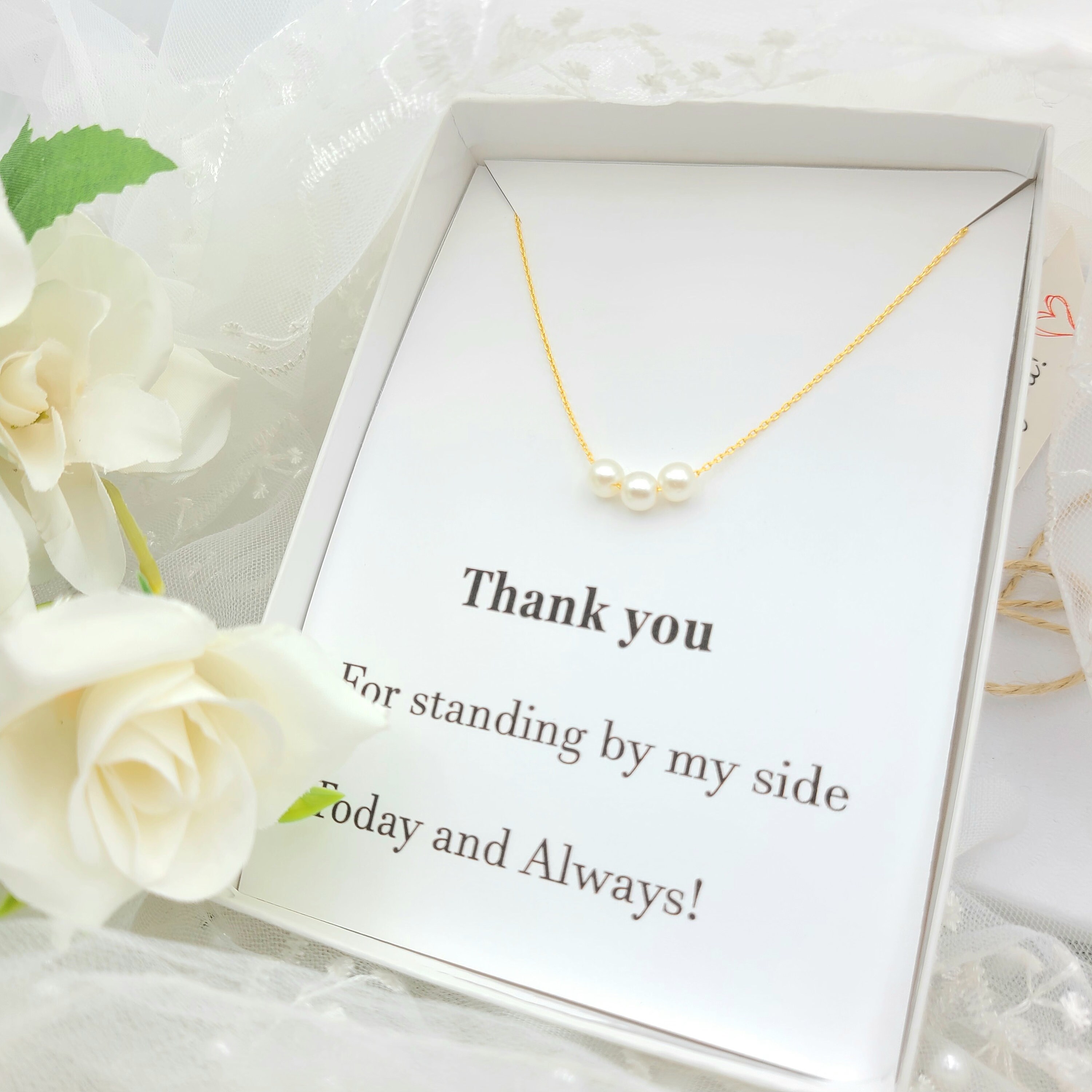 Thiny Pearl Necklace . 5mm X3 Mini Pearl Necklace. Gold Tiny