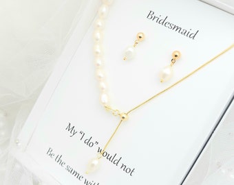 Baroque Style Freshwater Pearl Necklace and Earring Set. Bridesmaid Jewelry Set. Bridal Jewelry set. Wedding Jewelry Set.