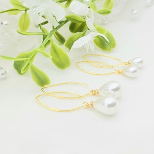 925 Sterling silver Ear Wire Long Pear Drop Earring And Necklace Set.  Silver, Gold 12MM,10MM  Teardrop Pearl Necklace Earring Set.
