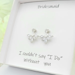 Round Cubic Stud Earring Crawler. Silver Leaf with Cubic Stud Earring Crawler. Cubic Zirconia Leaf Crawler. Bridesmaid Crawler earring.